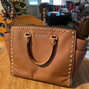 Michael Kors Brown Studded Tote Bag